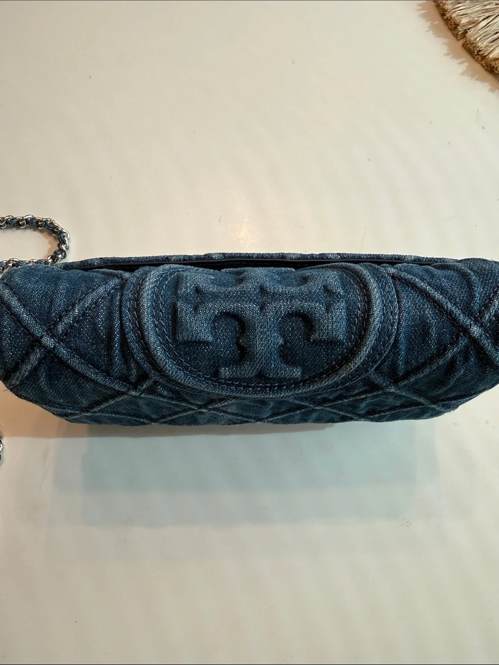 Tory Burch Quilted Denim Chain Crossbody - Blue